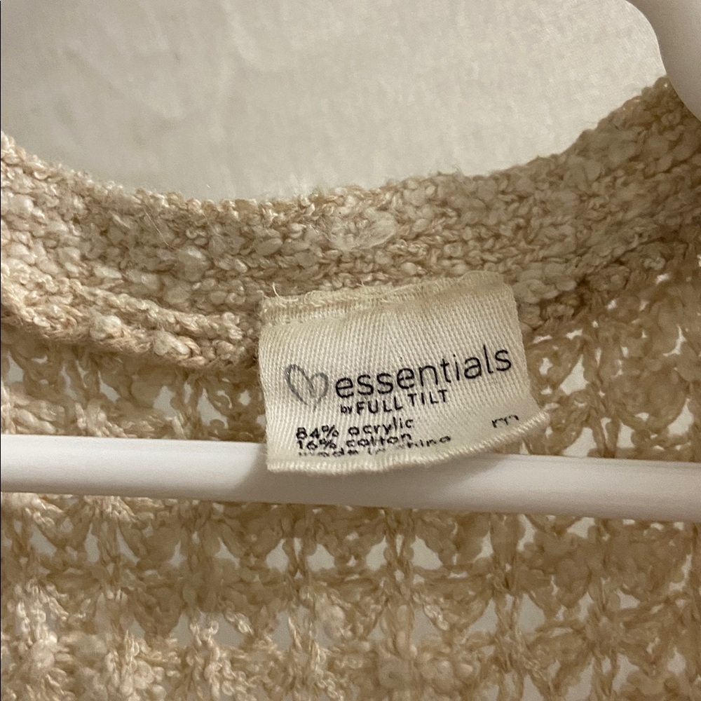 Essentials Cream Open-Front Sweater - Picture 6 of 6